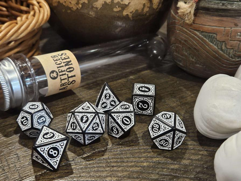 Doctor Pox - Artificer Stones White Polyhedral Dice Set