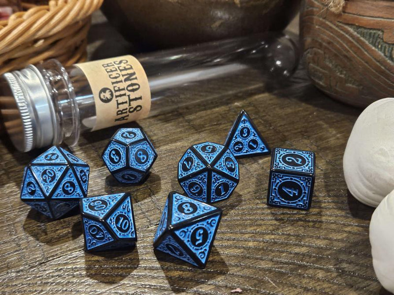 Doctor Pox - Artificer Stones Blue Polyhedral Dice Set
