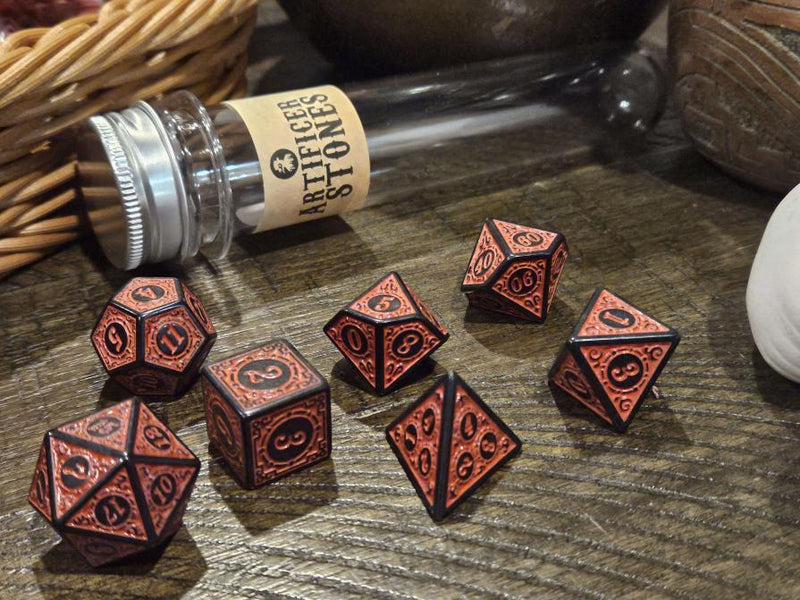 Doctor Pox - Artificer Stones Red Polyhedral Dice Set