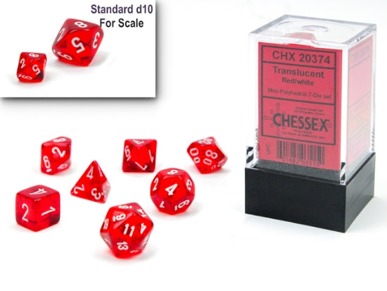 Chessex Translucent Red / White Mini-hedral Dice Block