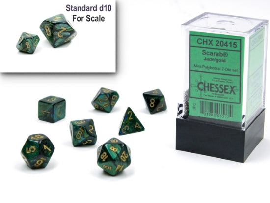 Chessex Scarab Jade / Gold Mini-hedral Dice Block
