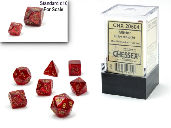 Chessex Glitter Ruby / Gold Mini-hedral Dice Block