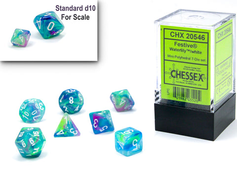 Chessex Festive Waterlily / White Mini-hedral Dice Block