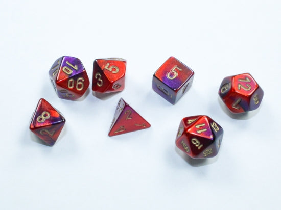 Chessex Gemini Purple-Red / Gold Mini-hedral Dice Block