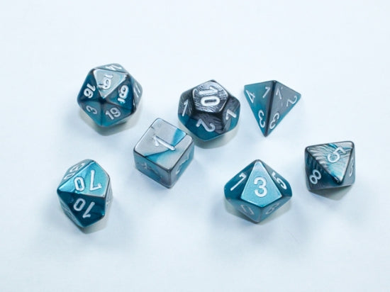 Chessex Gemini Steel-Teal / White Mini-hedral Dice Block