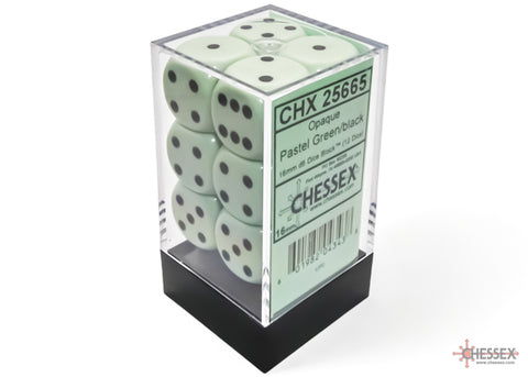 12D6 Opaque Pastel Green w/ Black Dice Block - 16mm