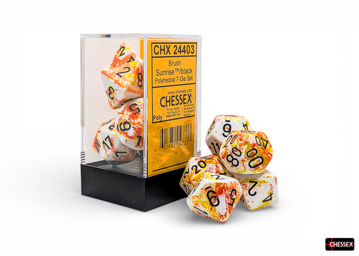 Polyhedral Brush Sunrise w/ Black Dice Sets