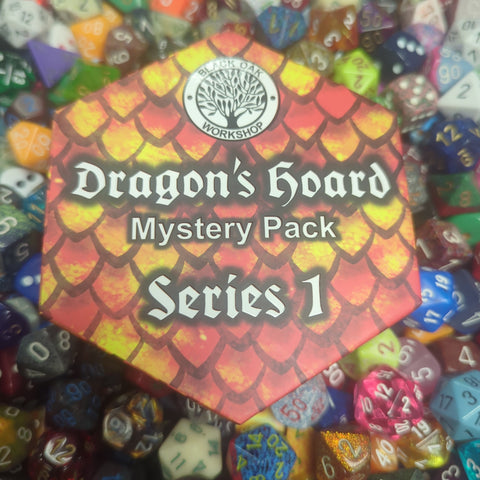 Black Oak Workshop Dragon's Hoard 7-Dice Polyhedral Dice Set & Pin Mystery Series