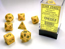 Polyhedral Opaque Pastel Yellow/ Black Dice Sets