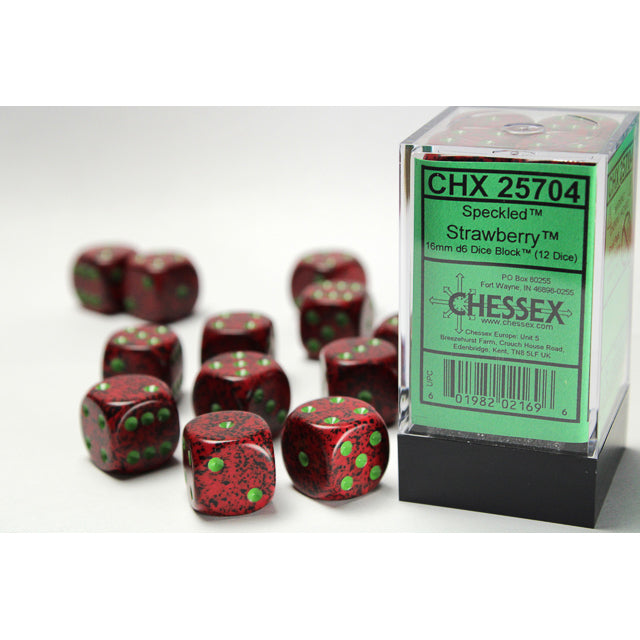 12D6 Speckled Strawberry Dice Block - 16mm