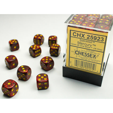 36D6 Speckled Mercury Dice Block - 12mm