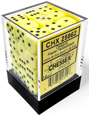 36D6 Opaque Pastel Yellow w/ Black Dice Block - 12mm
