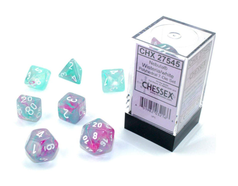 Chessex Nebula Wisteria / White Mini-hedral Dice Block