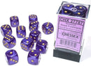 12D6 Borealis Royal Purple / Gold Dice Block - 16mm