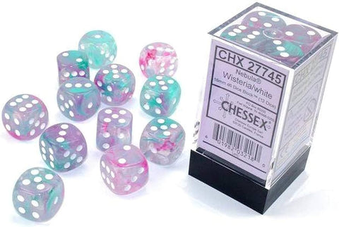 12D6 Nebula Wisteria / White Dice Block - 16mm