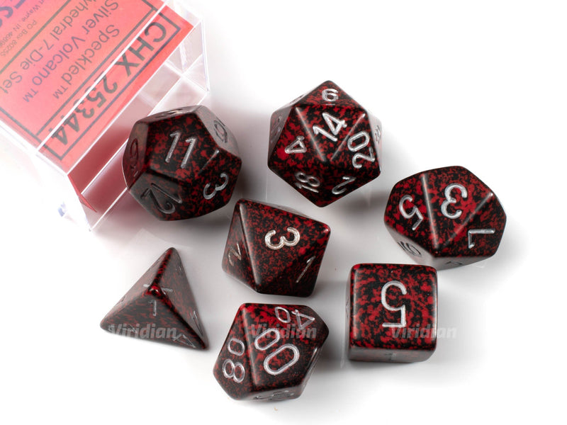 Polyhedral Speckled Silver Volcano Dice Sets