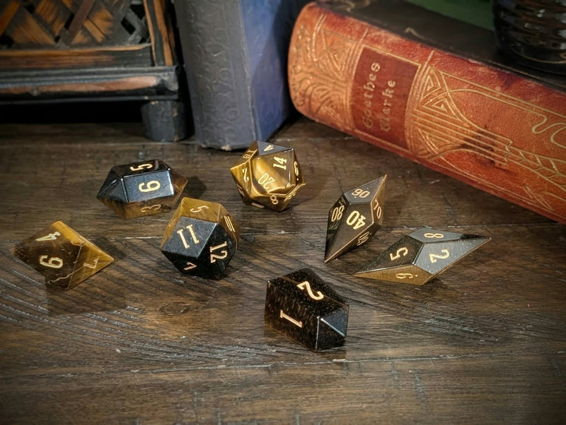 Tiger's Eye Gemstone Dice Set (Diamond Shape)