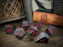 Bouncy Dice Set - 7 Polyhedral Dice - Black & Red 25mm