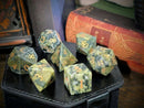 Natural Green Ghost Jade Stone Dice Set