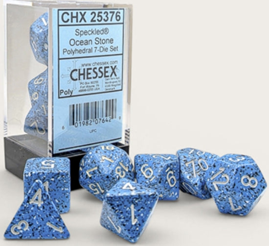 Polyhedral Speckled Ocean Stone Dice Sets