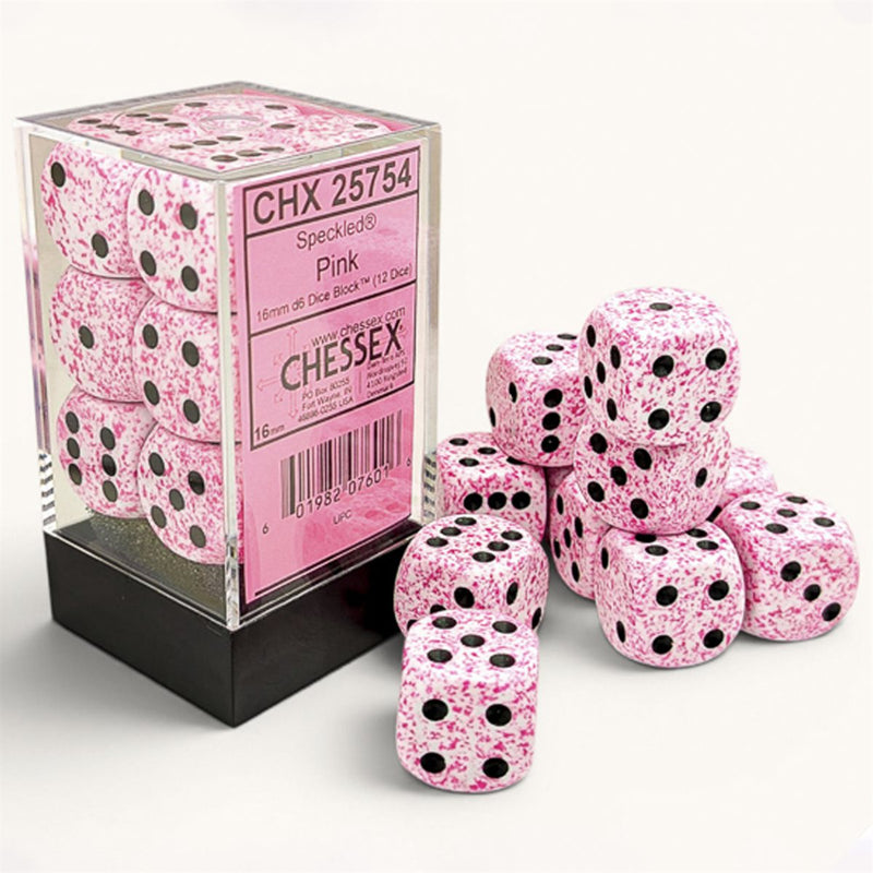 12D6 Speckled Pink Dice Block - 16mm