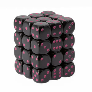 36D6 Opaque Black w/ Pink Dice Block - 12mm
