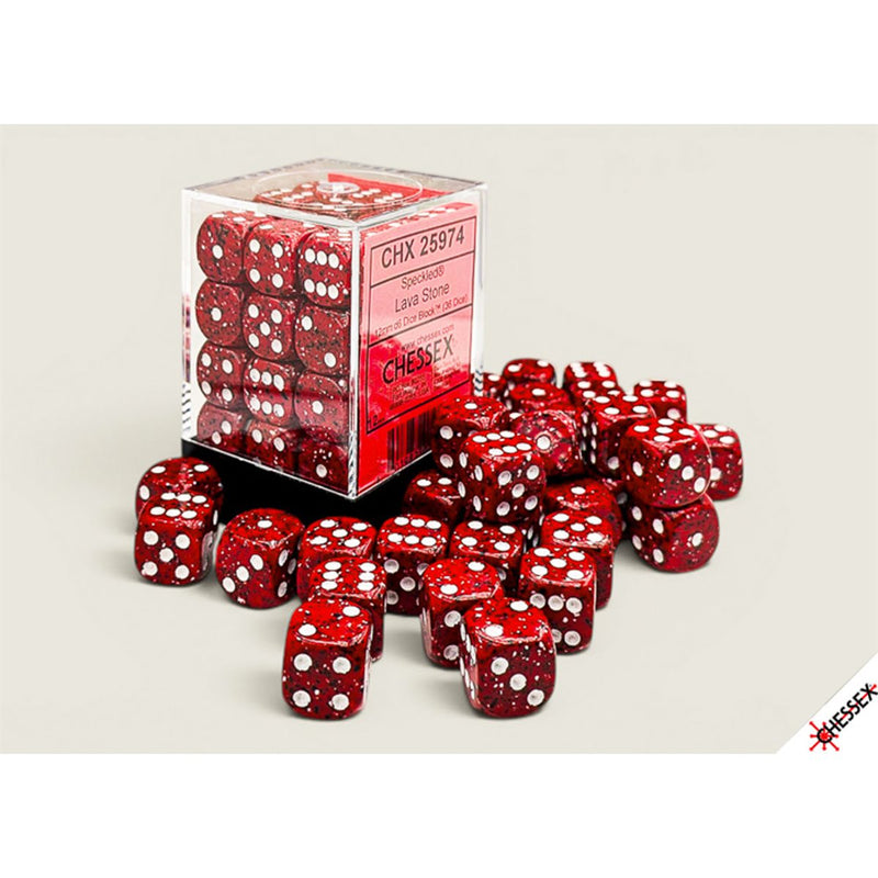 36D6 Speckled Lava Stone Dice Block - 36mm