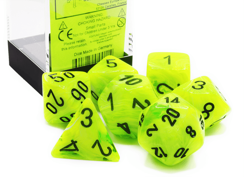 Chessex Vortex Bright Green w/ Black Dice Block Mega-Hedral