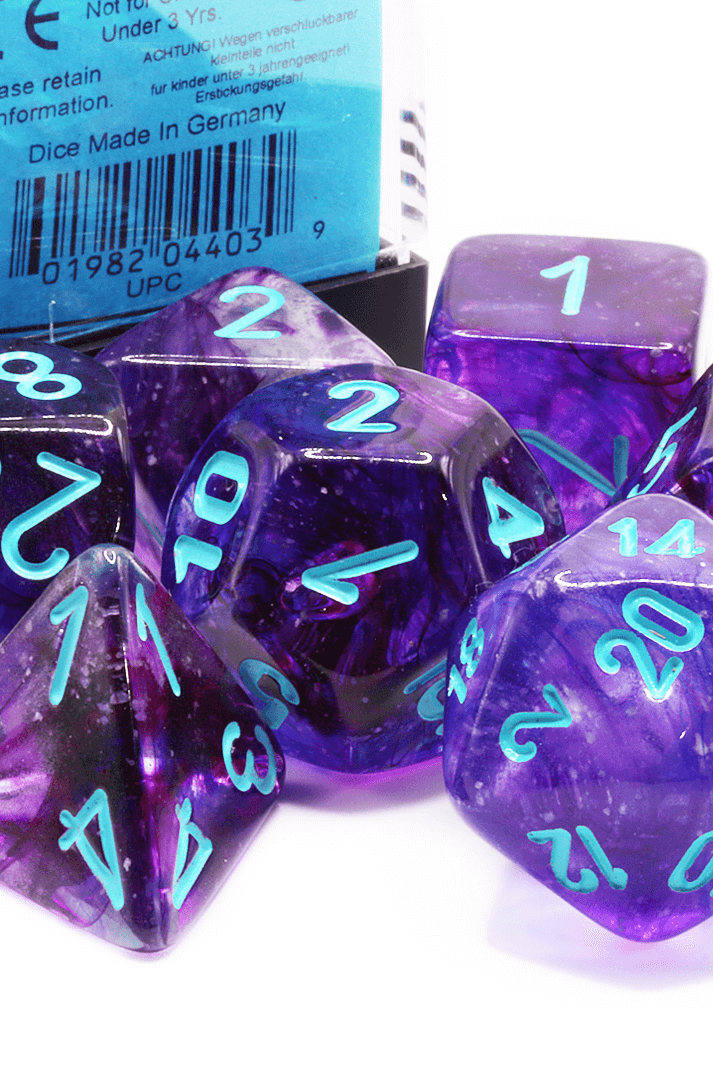 Chessex Nebula Nocturnal w/ Turquoise Dice Block Mega-Hedral