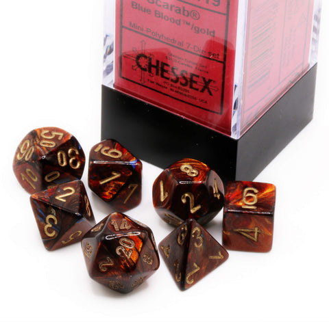 Chessex Scarab Blue Blood / Gold Mini-hedral Dice Block