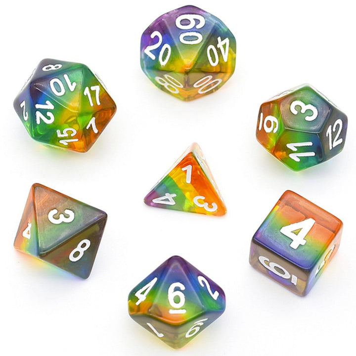 Translucent Rainbow Polyhedral Dice Set