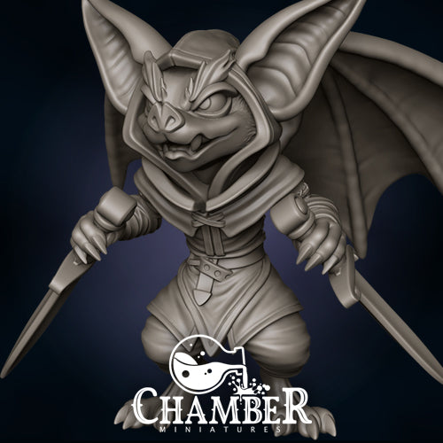 Bat w/ Dual Swords 2  - Resin Miniature