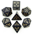 Blue Sandstone with Flourish Polyhedral Gemstone Dice Set