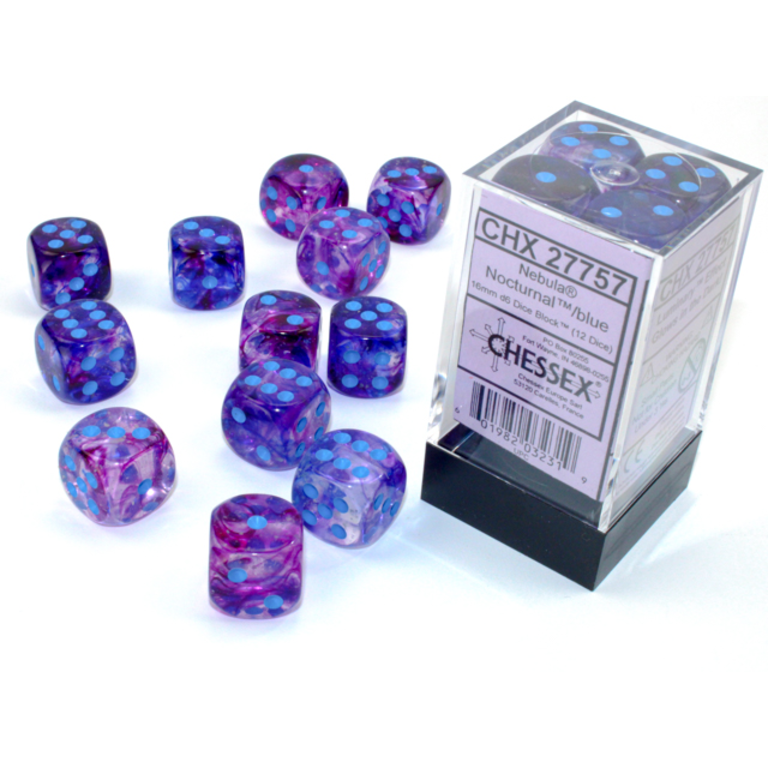 12D6 Nebula Nocturnal / Blue Dice Block - 16mm