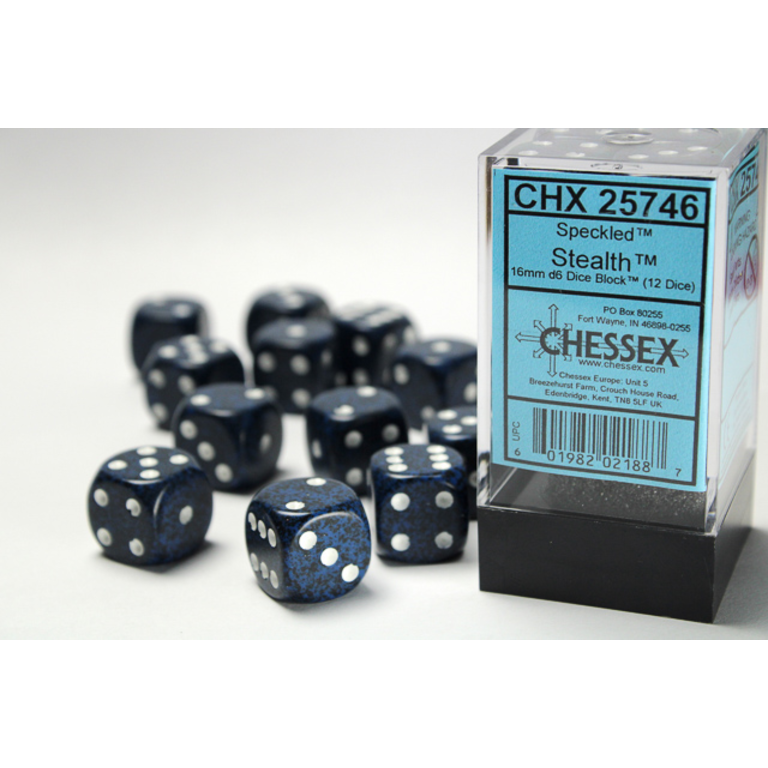 12D6 Speckled Stealth Dice Block - 16mm
