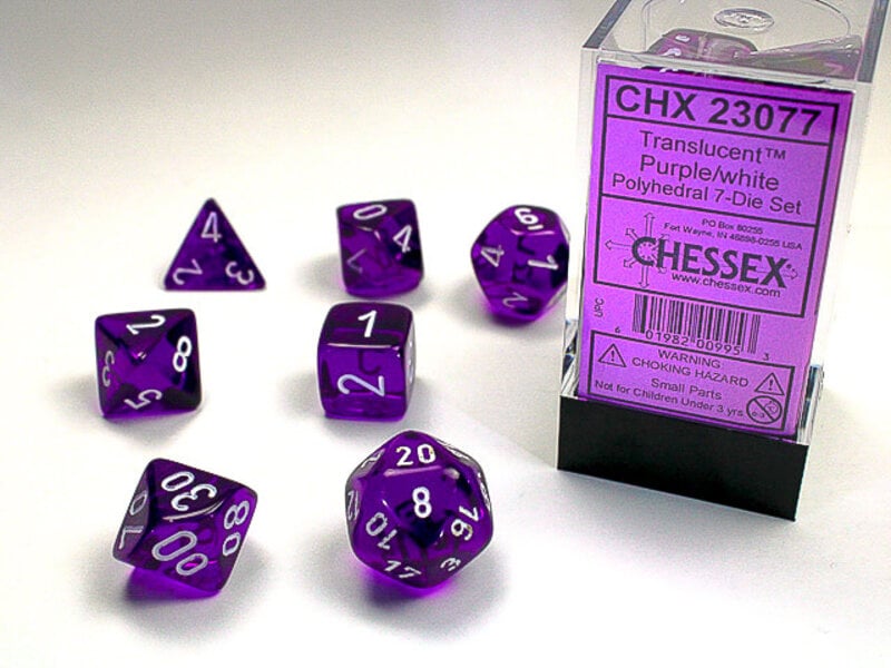 Chessex Translucent Purple / White Mini-hedral Dice Block