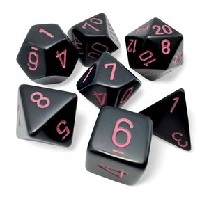 Polyhedral Opaque Black w/ Pink Dice Sets