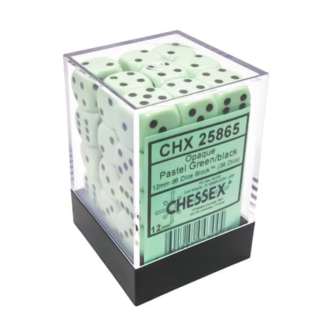 36D6 Opaque Pastel Green w/ Black Dice Block - 12mm