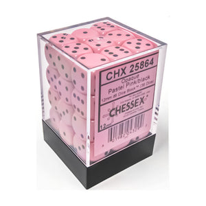 36D6 Opaque Pastel Pink w/ Black Dice Block - 12mm