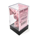 Polyhedral Opaque Pastel Pink/ Black Dice Sets