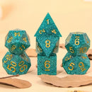 Aqua Glitter Polyhedral Hand Made Dice Set