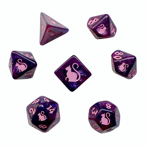 Black Oak Workshop Cheshire Kitty-Clacks Polyhedral Dice Set