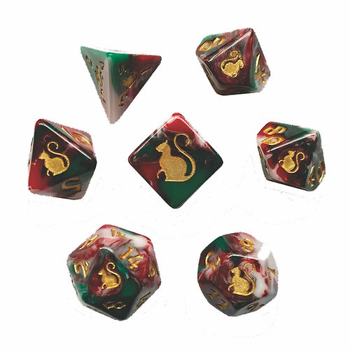 Lucky Kitty-Clacks Polyhedral Dice Set
