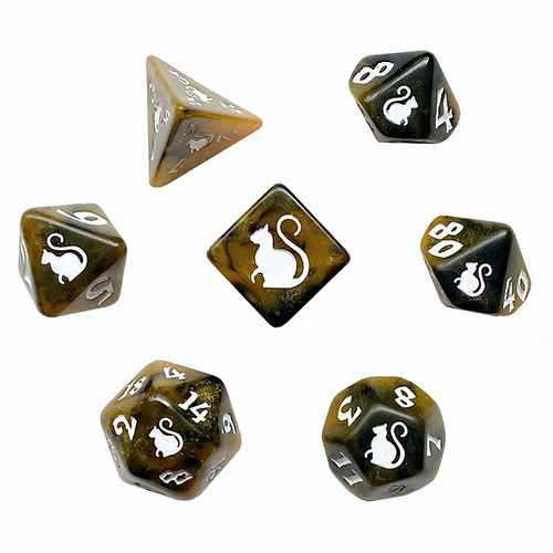 Black Oak Workshop Tortimer Kitty-Clacks Polyhedral Dice Set