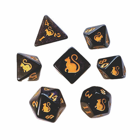 Black Oak Workshop Mercedes Kitty-Clacks Polyhedral Dice Set