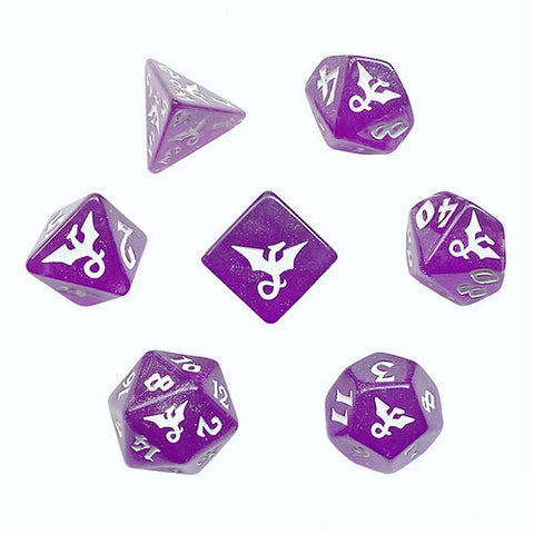 Black Oak Workshop Dragon Polyhedral Dice Set: Violet (Glitter)