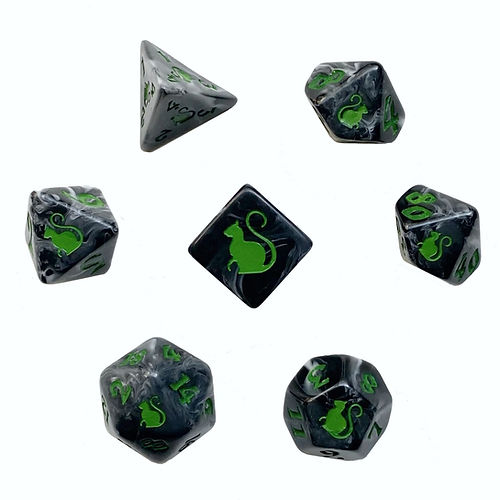 Black Oak Workshop Trixie Kitty-Clacks Polyhedral Dice Set