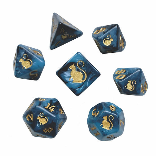Black Oak Workshop Bast Kitty-Clacks Polyhedral Dice Set