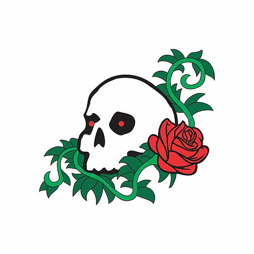 Black Oak Workshop Pins - Skull & Rose