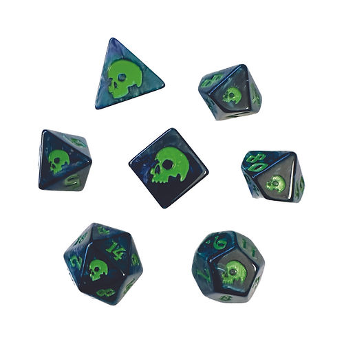 Black Oak Workshop  Creeping Slime Black Death Polyhedral Dice Set